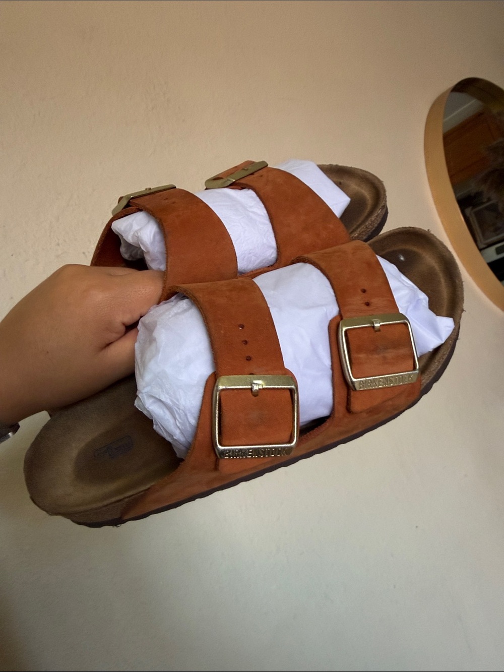 Birkenstock Arizona Soft Footbed Suede Leather Mink ? Size 8 burnt orange - Picture 4 of 14